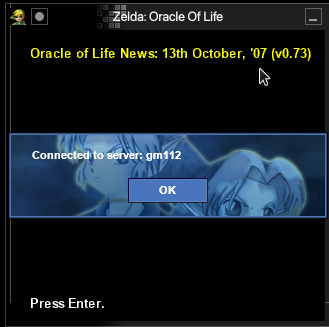 Oracle Of Life News Screen connected to server gm112