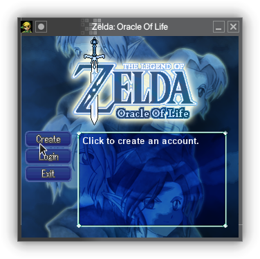 Oracle Of Life Title Screen Create Account Section